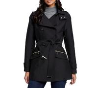 Morgan Fitted Belted Hooded Trench Coat, Black, UK 12