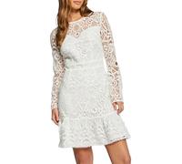 Morgan Fitted Short Lace Dress, Off White, UK 8