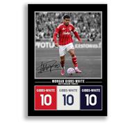Morgan Gibbs-White Nottingham Forest Signed Photo Poster Print Picture Display Framed Autograph Memorabilia for Football Fans Gift England (A4 poster Only Black)
