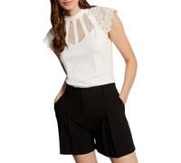 Morgan Lace Short-Sleeved T-Shirt, Off White, UK 6-8
