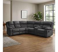 Morgan Manual Recliner Corner Sofa - with Storage Console - Iron - Fabric
