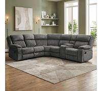 Morgan Manual Recliner Corner Sofa - with Storage Console - Slate Grey - Fabric
