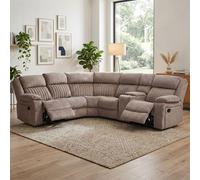 Morgan Manual Recliner Corner Sofa - with Storage Console - Taupe - Fabric