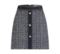Morgan - Navy Short Skirt with Tweed Pattern with Decorative Buttons, Multico, 36