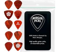 Morgan Picks Variety Pack - 10 Guitar Picks - Signature & Standard - Jazz, Standard & Triangle Shapes - Red/Black - Handmade in Denmark