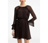 Morgan ruffled long-sleeve mini dress - Brown 42