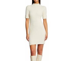 Morgan Short-Sleeved Fitted Sweater Dress, Off White, UK 6-8