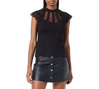 Morgan Short-Sleeved Lace T-Shirt, Black, UK 18-20