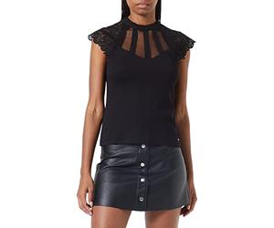 Morgan Short-Sleeved Lace T-Shirt, Black, UK 18-20