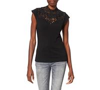 Morgan Short-Sleeved Lace T-Shirt, Black, UK 4
