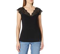 Morgan Short-Sleeved Lace T-Shirt, Black, UK 4