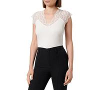 Morgan Short-Sleeved Lace T-Shirt, White, UK 10-12