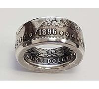 Morgan Silver Dollar Coin 1896 Design Ring, Morgan Dollar Ring - Morgan Silver Dollar Coin Design Ring - Coin Ring American Coin Rings for Men Women Dollar Coin Rings Jewelry Coin Ring Size Q