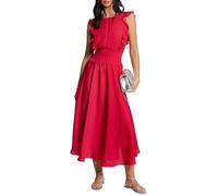 Morgan Smocked Waist Flared Maxi Dress, Fresia, 14