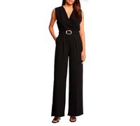 Morgan Wide Leg Buckle Detail Jumpsuit, Black, UK 12