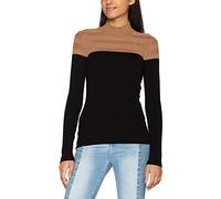 Morgan Women's Pull col roulé Bicolore MICO Pullover Sweater, Camel/Black, XS