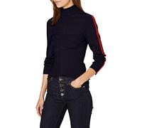 Morgan Women's Pull Col Roulé Bande Couleur Manche Mentoi Pullover Sweater, Navy/RED, TL