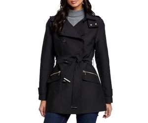 Morgan Women's Short Hooded Trench Coat 241-GLADIA, Black, UK 6