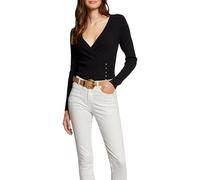 Morgan Wrap Neck Long-Sleeved Jumper, Navy, UK 4