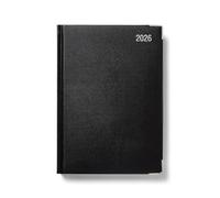 Morgan's Direct - 2026 A5 Executive Diary Day to a Page - Premium Black Padded Hardback Daily Planner with Silver Gilt Corners & Page Edges, Professional Office Diary