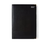 Morgan's Direct 2027 A4 Executive Edition Diary Day to a Page - Premium Black Padded Hardback Daily Planner with Silver Gilt Corners & Page Edges, Professional Office Diary