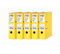 Morgan's Direct A4 Lever Arch Files 70mm Spine - Pack of 5 | Heavy Duty Lever Arch Binders with Finger Hole & Spine Label | Office, School & Home Filing | (Yellow)
