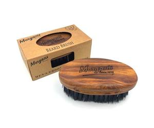 Morgan's Pomade Large Beard Brush, Traditional Shaped Military Style Beard Brush, with Natural Bristle and Synthetic Fibres and Wooden Handle