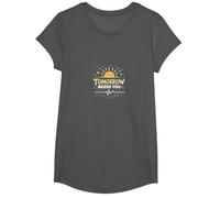 Morgen braucht Dich: Inspirational Sunrise Hope T-Shirt, Girls, Asphalt Grey, Large