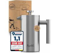 Morgenheld Premium French Press Stainless Steel 1000 ml + 3 Replacement Filter Stamp Jug Insulated Coffee Press 1 Litre Thermal Insulated Coffee Maker Double-Walled Coffee Pot 1000 ml Coffee Press