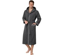 Morgenstern Cotton Dressing Gown Waffle Men with Hood, Cotton, Lightweight 3XL, Grey