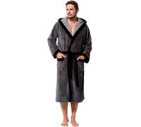 Morgenstern Dressing Gown Men Hooded Premium Bathrobe Grey 5XL