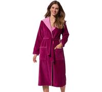 Morgenstern Dressing Gown Women Hood 100% Cotton Velour Long Bathrobe Pink Fuchsia L