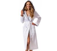 Morgenstern Dressing Gown Women Hood 100% Cotton Velour Long Bathrobe White XL