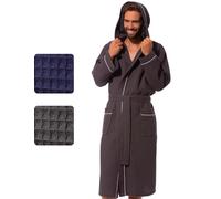 Morgenstern Hooded Dressing Gown Waffle Men with Hood, Cotton, Lightweight 5XL, Grey