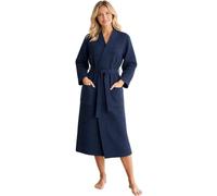 Morgenstern Lady Cotton Summer Waffle Dressing Gown Thin Light Dark Blue Size S