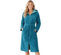 Morgenstern Women's Bathrobe Front Zipper Luxury M Turquoise
