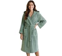Morgenstern Women's Bathrobe with Hood 100% Cotton Terry Cloth Oeko-Tex Marina Dressing Gown, Reed Green, XL