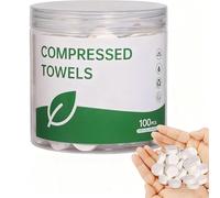 MORGIANA 100 Compressed Towels Disposable 24 * 24cm Compressed Cotton Coin Face Towel Expandable Face Hand Cloth for Camping Traveling Home & Outdoor Activities Skin-Friendly(wn)