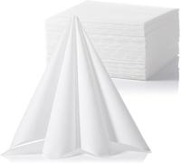 MORGIANA 100 Pack Linen Feel Disposable Paper Napkins 40 * 40cm Luxury Large White Disposable Airlaid Napkins Perfect for Wedding Restaurant Party Birthday Dinner (White)