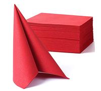 MORGIANA 50PCS Red Linen Feel Paper Napkins, Chirstmas Napkins for Wedding Party Christmas 40 x 40cm