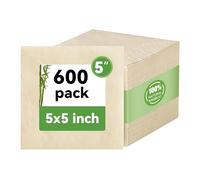 MORGIANA Compostable Bamboo Napkins, 600 Count - 2-Ply, 5x5 Inch - Soft & Absorbent for Wedding, Dinner Party, Eco-Conscious Home