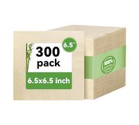 MORGIANA Lunch Napkins, 300 Count Bamboo Compostable Napkins Disposable, 2-Ply - 6.5 x 6.5 Inch Folded - Soft, Absorbent & Unbleached for Weddings, Party, Cocktail Bar