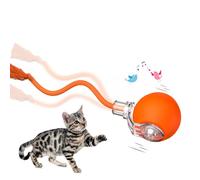 morhandisn Smart Interactive Cat Ball Toy, Automatic Moving Ball Toy for Indoor Cat Fast Rolling on Carpet, Chirping & Motion Activate Cat Toys, Cats Fun Gift with Light, USB Rechargeable, Orange