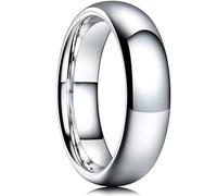 Morhom Titanium Rings 4mm Wedding Band High Polished Domed Stainless Steel Ring for Men Women Size 6-10 White Tungsten Rings Size 6-10, Titanium Steel, No Gemstone