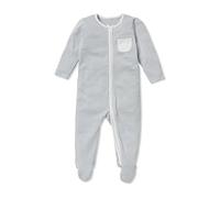 MORI Baby Boys and Girls Clever Sleepsuit in Blue Stripe - Unisex Two Way Zipped Organic Pyjama - Comfortable Toddler Footed Nightwear - 18-24 Months
