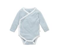 MORI Baby Organic Cotton & Bamboo Kimono Bodysuit for Boys & Girls in Blue Stripe - Long Sleeve Wrap-Style Romper - Nickel-Free Poppers - 9-12 Months