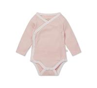MORI Baby Organic Cotton & Bamboo Kimono Bodysuit for Boys & Girls in Blush Stripe - Long Sleeve Wrap-Style Romper - Nickel-Free Poppers - 18-24 Months