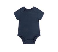 MORI Baby Ribbed Short Sleeve Bodysuit in Ribbed Navy - Bamboo & Organic Cotton - Envelope Neck Unisex Toddler Romper for All Seasons - 12-18 Months