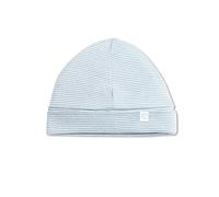 MORI Baby Soft & Gentle Organic Cotton Bamboo Hat in Blue Stripe - Unisex Design - Adjustable Roll-Up Length - Thermoregulating & Breathable - Sun Protection - Durable & Flexible - 3-6 Months