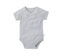 MORI Baby - Unisex Kimono Bodysuit in Grey - Short Sleeve-Organic Cotton and Bamboo - Breathable Infant Wrap-Style Bodysuit with Safe Nickel-Free Poppers - 18-24 Month